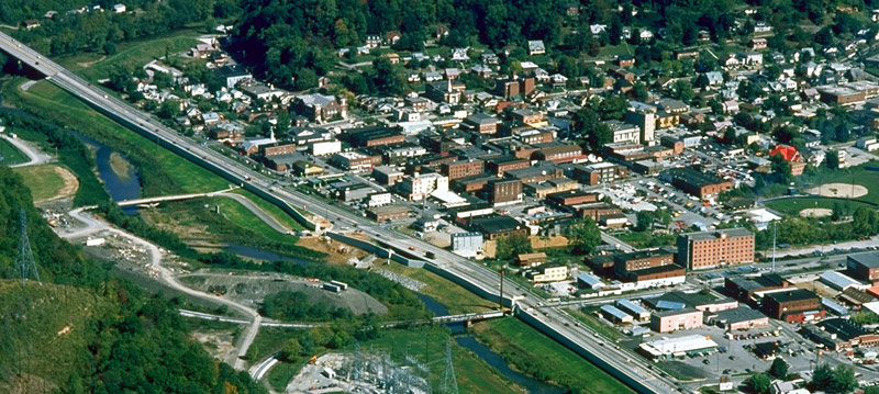 Aerial view of Harlan, KY