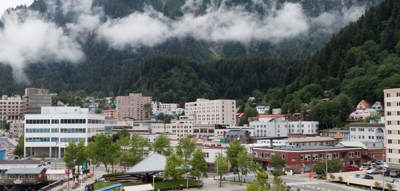 Downtown Juneau overlooked by Mount Juneau