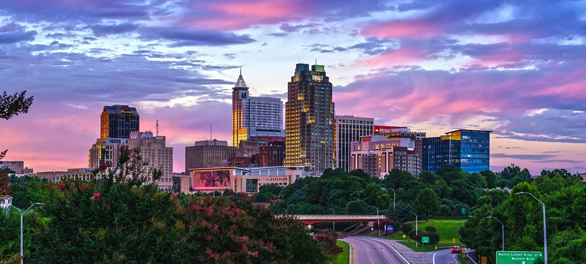 Beautiful shot of downtown Raleigh, NC