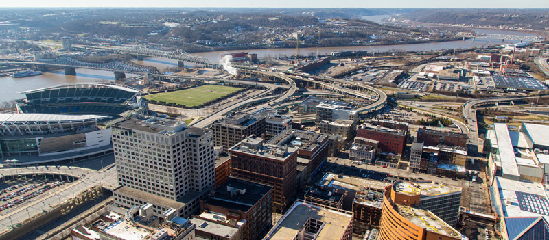 Aerial view of downtown Cincinnati, Ohio