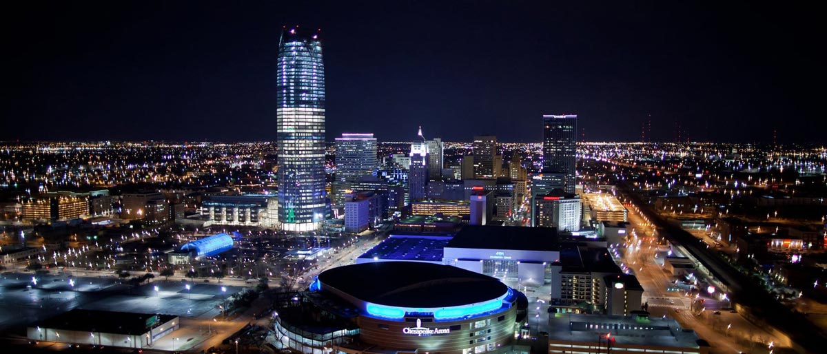 Oklahoma City's nighttime skyline