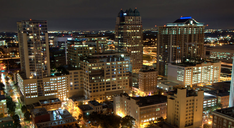 Beautiful shot of downtown Orlando, FL