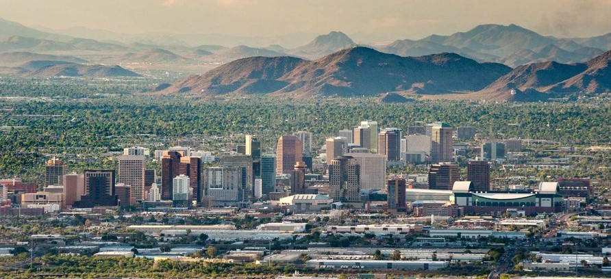 Phoenix surrounded by mountains