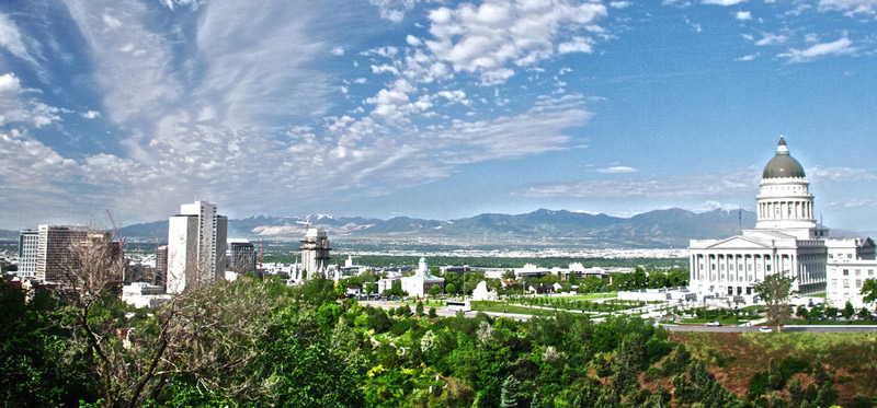Beautiful view of Salt Lake City, Utah's capitol building